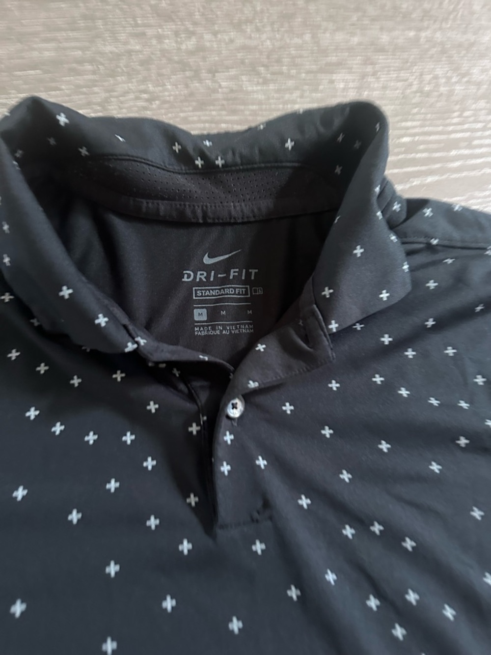 Nike Black Polo with White Cross Print